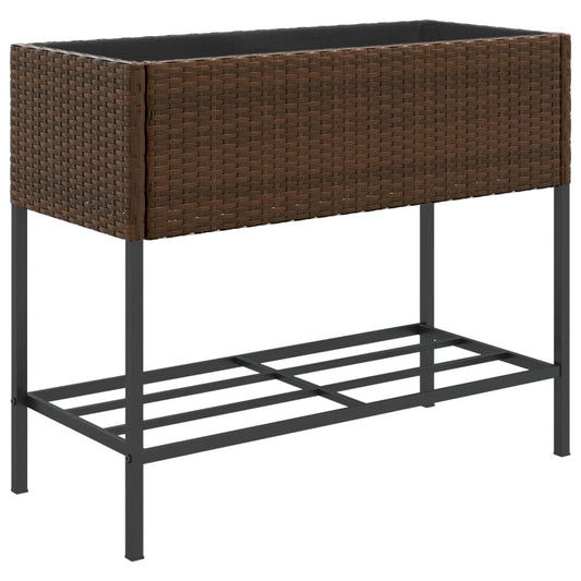 Garden Planter with Shelf Brown Poly Rattan Garden Planter with Shelf Brown Poly Rattan