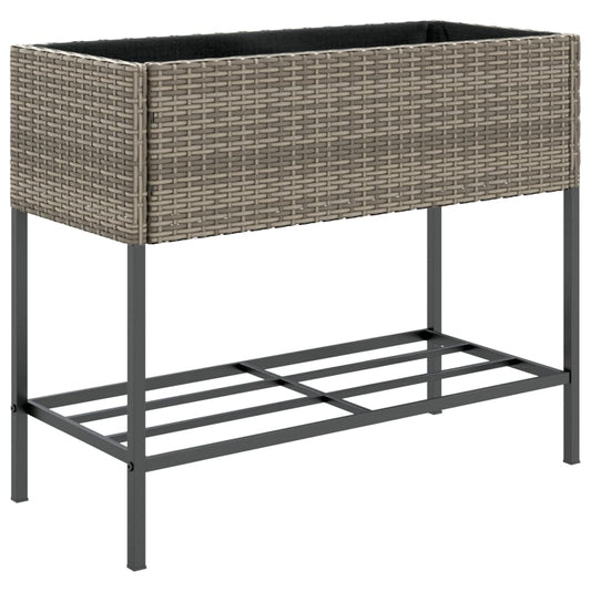 Garden Planter with Shelf Grey Poly Rattan Garden Planter with Shelf Grey Poly Rattan