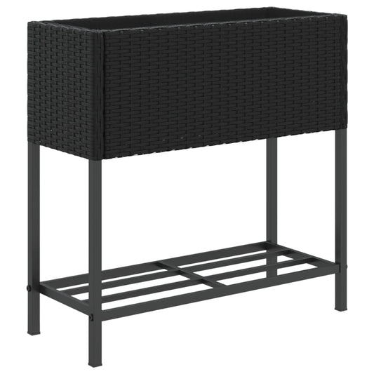 Garden Planter with Shelf Black Poly Rattan Garden Planter with Shelf Black Poly Rattan