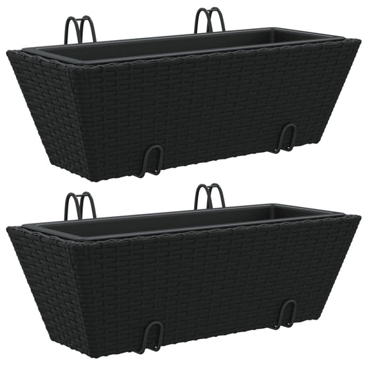 Planters with hooks 2 pcs Black Poly Rattan Planters with hooks 2 pcs Black Poly Rattan