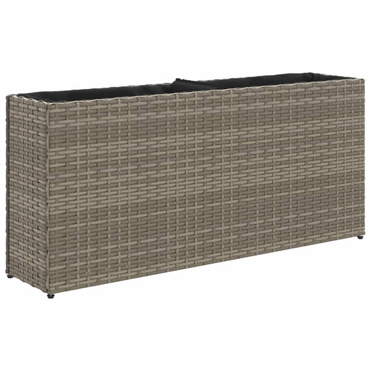 Garden Planter with 2 Pots Grey 90x20x40 cm Poly Rattan Garden Planter with 2 Pots Grey 90x20x40 cm Poly Rattan