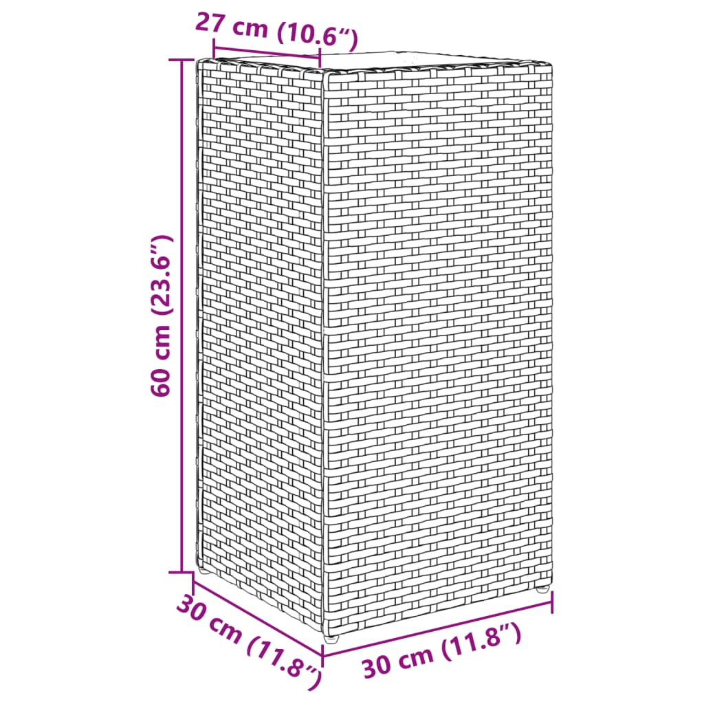 Garden Planter Grey 30x30x60 cm Poly Rattan
