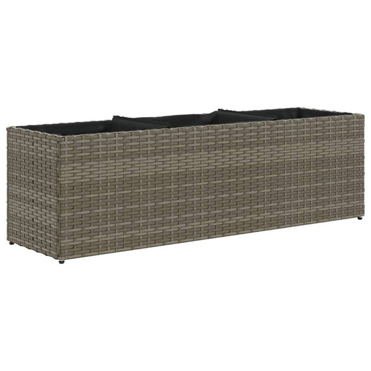 Garden Planter with 3 Pots Grey 105x30x32 cm Poly Rattan Garden Planter with 3 Pots Grey 105x30x32 cm Poly Rattan