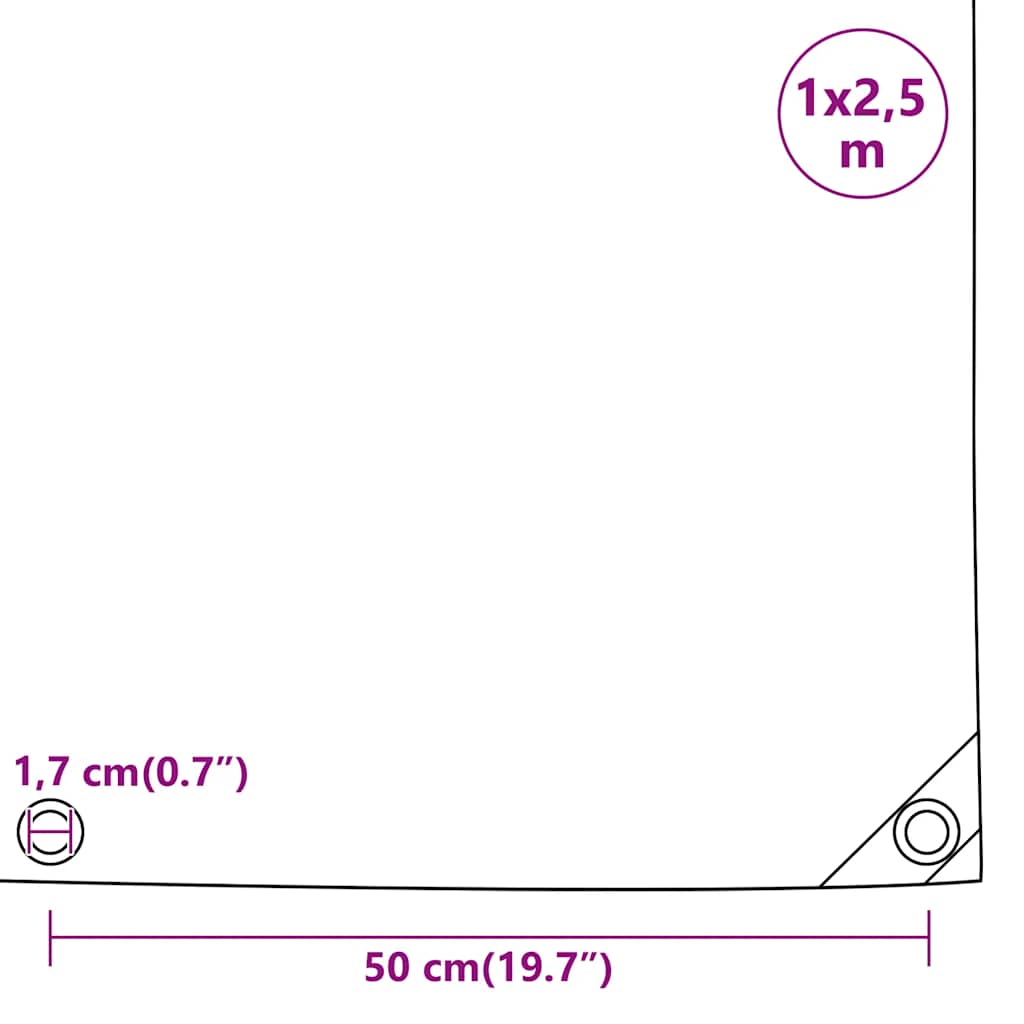Tarpaulin Grey 1x2.5 m 650 g/m²
