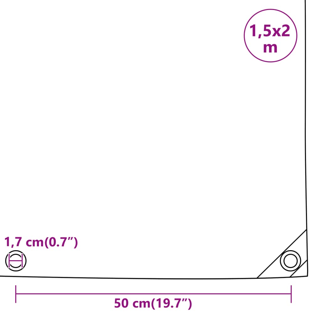 Tarpaulin Grey 1.5x2 m 650 g/m²