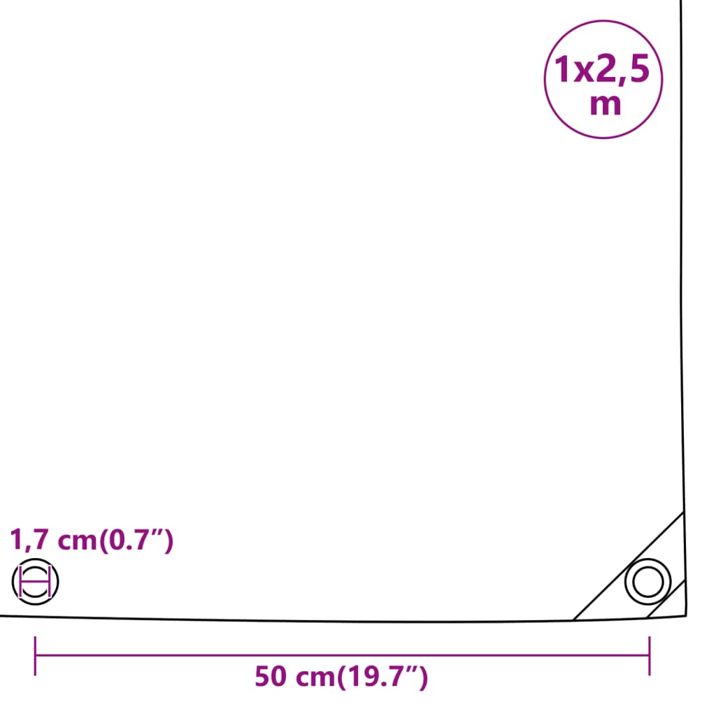 Tarpaulin Anthracite 1x2.5 m 650 g/m²