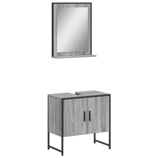 2 Piece Bathroom Cabinet Set Grey Sonoma Engineered Wood 2 Piece Bathroom Cabinet Set Grey Sonoma Engineered Wood
