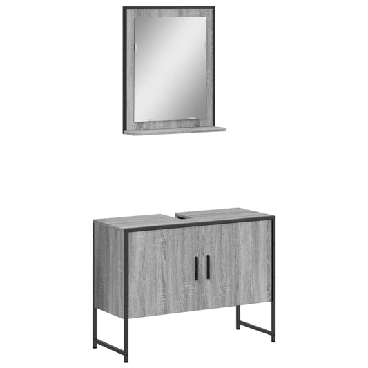 2 Piece Bathroom Cabinet Set Grey Sonoma Engineered Wood 2 Piece Bathroom Cabinet Set Grey Sonoma Engineered Wood