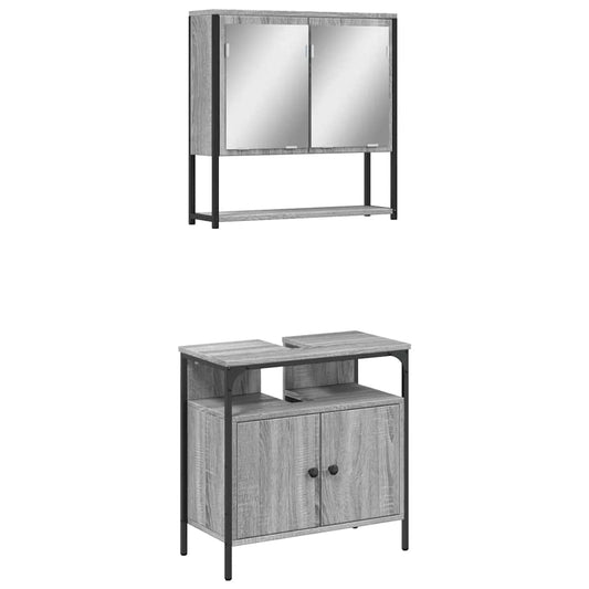 2 Piece Bathroom Furniture Set Grey Sonoma Engineered Wood 2 Piece Bathroom Furniture Set Grey Sonoma Engineered Wood