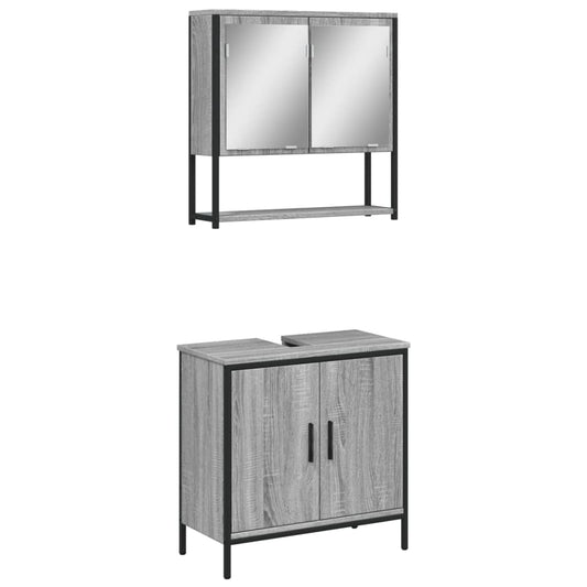 2 Piece Bathroom Furniture Set Grey Sonoma Engineered Wood 2 Piece Bathroom Furniture Set Grey Sonoma Engineered Wood