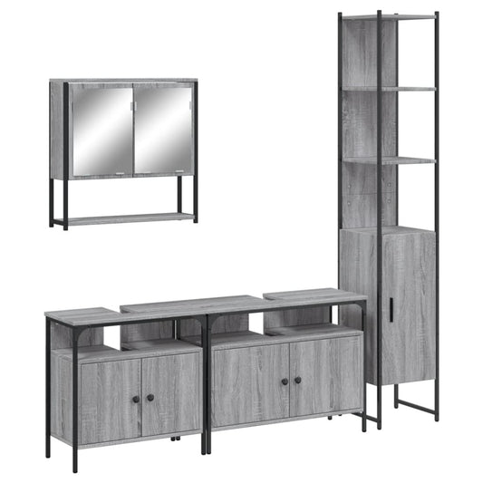 4 Piece Bathroom Furniture Set Grey Sonoma Engineered Wood 4 Piece Bathroom Furniture Set Grey Sonoma Engineered Wood