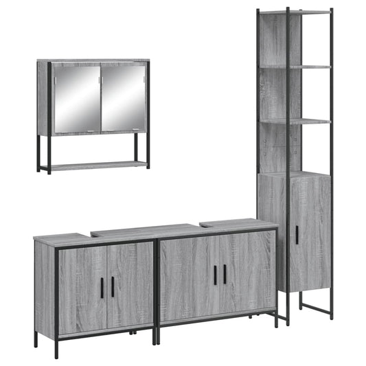 4 Piece Bathroom Furniture Set Grey Sonoma Engineered Wood 4 Piece Bathroom Furniture Set Grey Sonoma Engineered Wood