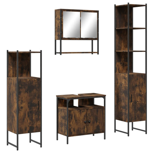 4 Piece Bathroom Furniture Set Smoked Oak Engineered Wood 4 Piece Bathroom Furniture Set Smoked Oak Engineered Wood