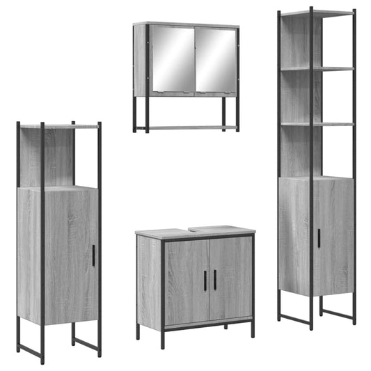 4 Piece Bathroom Furniture Set Grey Sonoma Engineered Wood 4 Piece Bathroom Furniture Set Grey Sonoma Engineered Wood