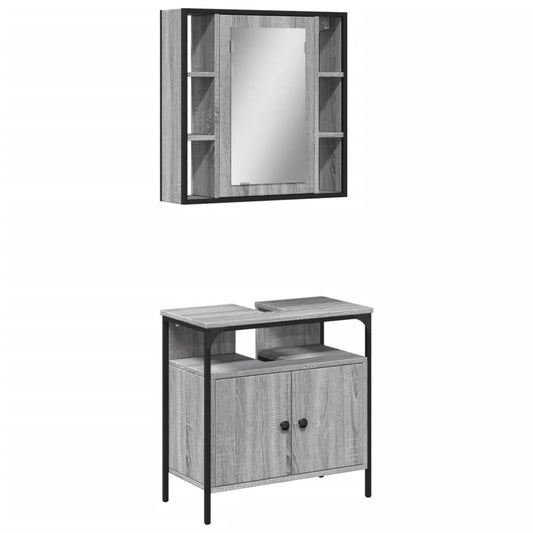 2 Piece Bathroom Furniture Set Grey Sonoma Engineered Wood 2 Piece Bathroom Furniture Set Grey Sonoma Engineered Wood
