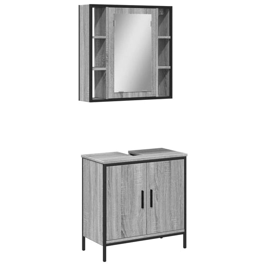 2 Piece Bathroom Furniture Set Grey Sonoma Engineered Wood 2 Piece Bathroom Furniture Set Grey Sonoma Engineered Wood