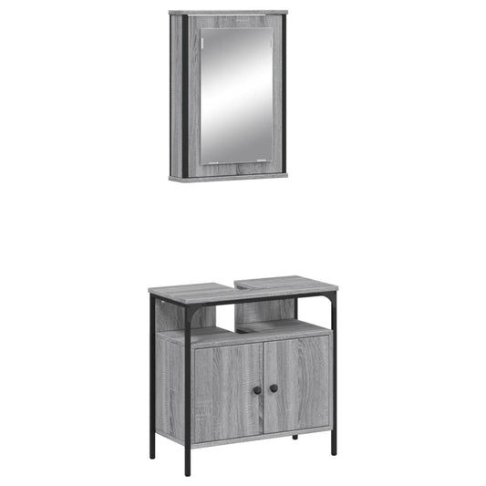 2 Piece Bathroom Furniture Set Grey Sonoma Engineered Wood 2 Piece Bathroom Furniture Set Grey Sonoma Engineered Wood