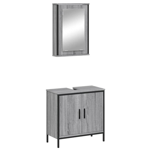 2 Piece Bathroom Furniture Set Grey Sonoma Engineered Wood 2 Piece Bathroom Furniture Set Grey Sonoma Engineered Wood