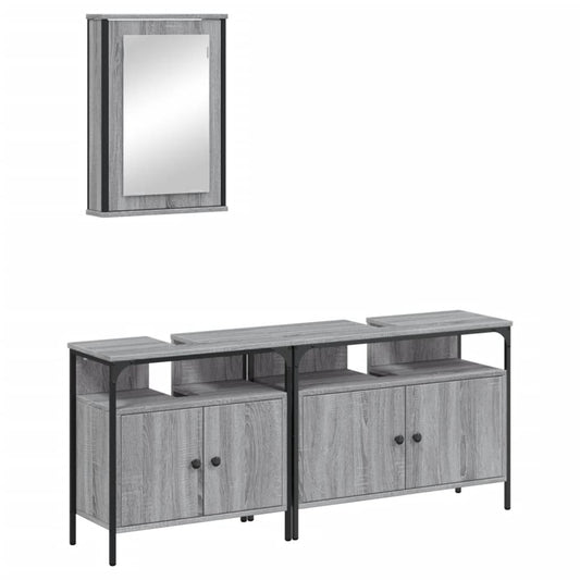 3 Piece Bathroom Furniture Set Grey Sonoma Engineered Wood 3 Piece Bathroom Furniture Set Grey Sonoma Engineered Wood