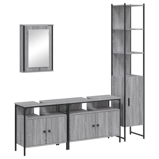 4 Piece Bathroom Furniture Set Grey Sonoma Engineered Wood 4 Piece Bathroom Furniture Set Grey Sonoma Engineered Wood