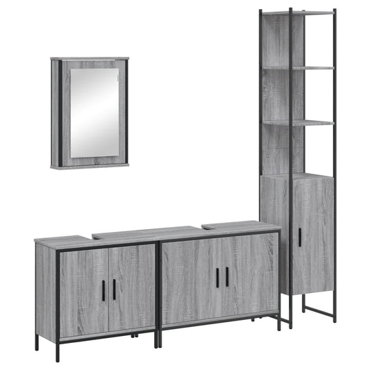 4 Piece Bathroom Furniture Set Grey Sonoma Engineered Wood 4 Piece Bathroom Furniture Set Grey Sonoma Engineered Wood