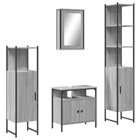 4 Piece Bathroom Furniture Set Grey Sonoma Engineered Wood 4 Piece Bathroom Furniture Set Grey Sonoma Engineered Wood