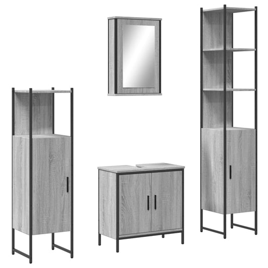 4 Piece Bathroom Furniture Set Grey Sonoma Engineered Wood 4 Piece Bathroom Furniture Set Grey Sonoma Engineered Wood