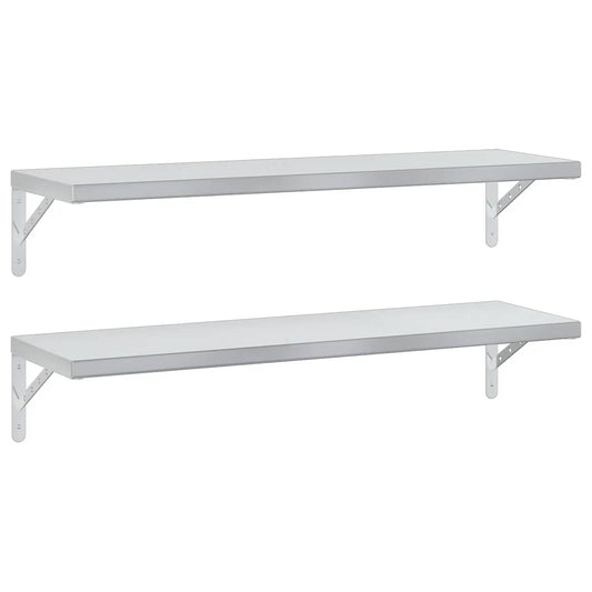 Wall Shelves 2 pcs 100x30 cm Silver Stainless Steel Wall Shelves 2 pcs 100x30 cm Silver Stainless Steel