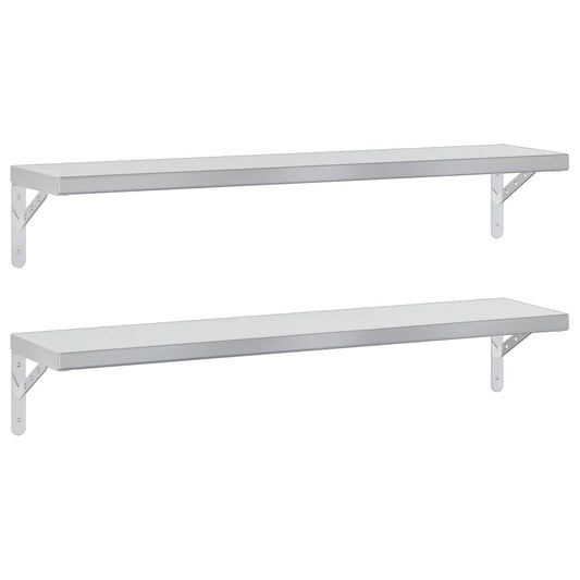 Wall Shelves 2 pcs 100x23.5 cm Silver Stainless Steel Wall Shelves 2 pcs 100x23.5 cm Silver Stainless Steel