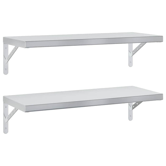 Wall Shelves 2 pcs 75x30 cm Silver Stainless Steel Wall Shelves 2 pcs 75x30 cm Silver Stainless Steel