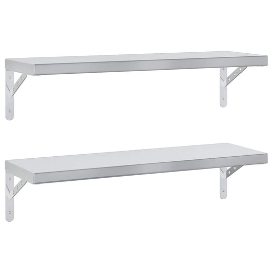 Wall Shelves 2 pcs 75x23.5 cm Silver Stainless Steel Wall Shelves 2 pcs 75x23.5 cm Silver Stainless Steel