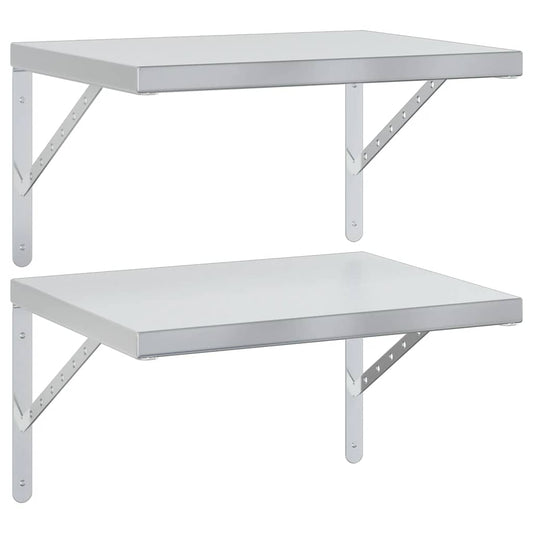 Wall Shelves 2 pcs 50x40 cm Silver Stainless Steel Wall Shelves 2 pcs 50x40 cm Silver Stainless Steel