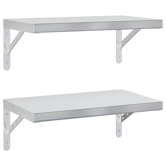 Wall Shelves 2 pcs 50x30 cm Silver Stainless Steel Wall Shelves 2 pcs 50x30 cm Silver Stainless Steel