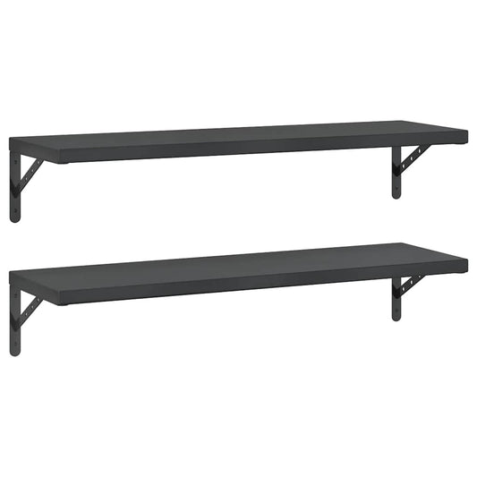 Wall Shelves 2 pcs 100x30 cm Black Stainless Steel Wall Shelves 2 pcs 100x30 cm Black Stainless Steel