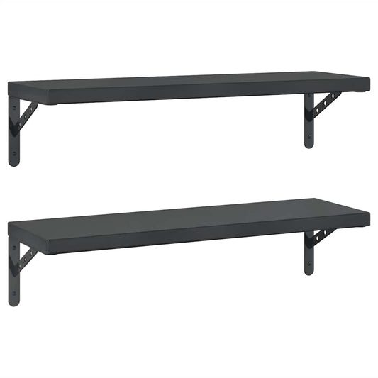 Wall Shelves 2 pcs 75x23,5 cm Black Stainless Steel Wall Shelves 2 pcs 75x23,5 cm Black Stainless Steel