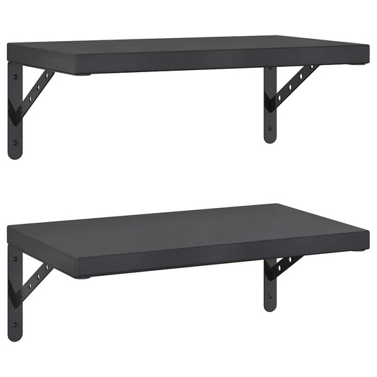 Wall Shelves 2 pcs 50x30 cm Black Stainless Steel Wall Shelves 2 pcs 50x30 cm Black Stainless Steel