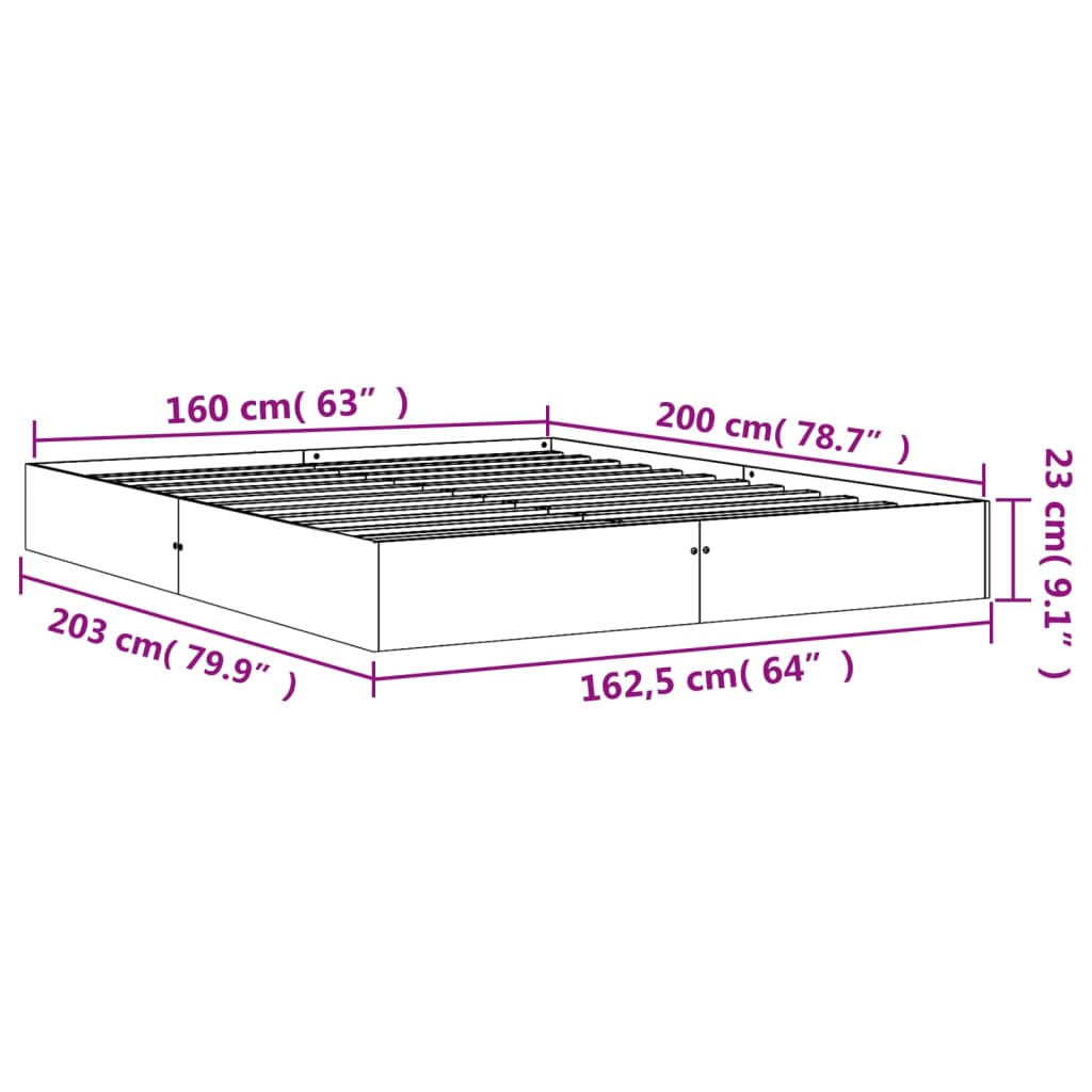 Bed Frame without Mattress Wax Brown 160x200 cm Solid Wood Pine