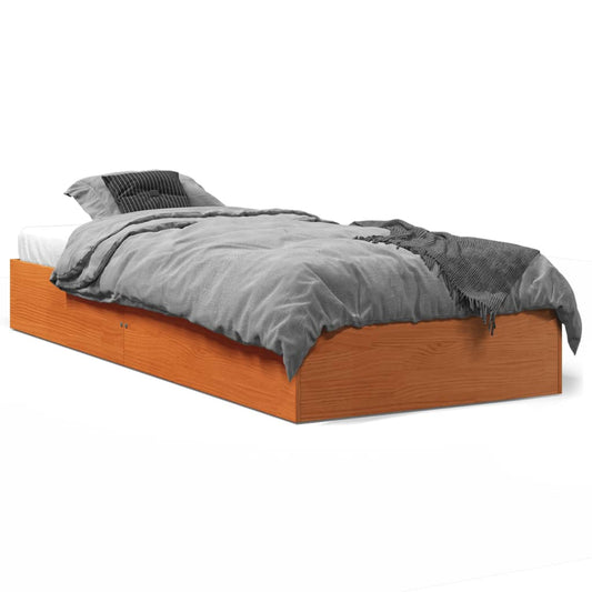 Bed Frame without Mattress Wax Brown 75x190 cm Solid Wood Pine Bed Frame without Mattress Wax Brown 75x190 cm Solid Wood Pine