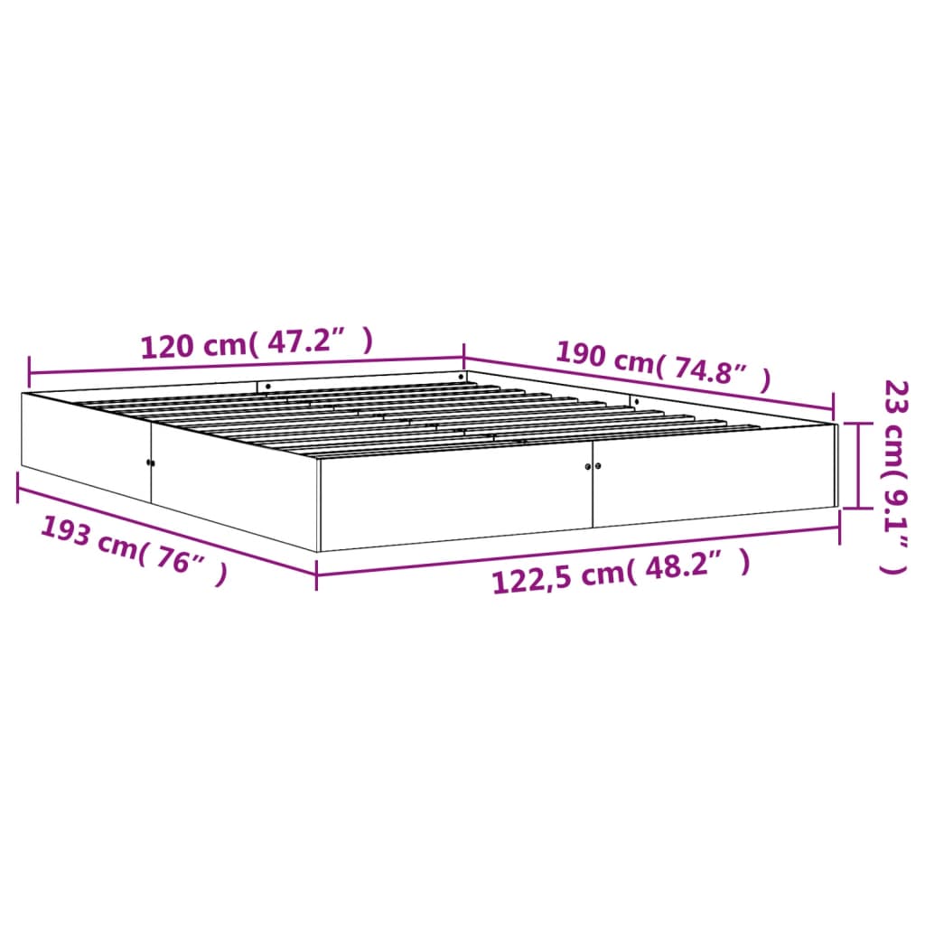 Bed Frame without Mattress Wax Brown 120x190 cm Solid Wood Pine