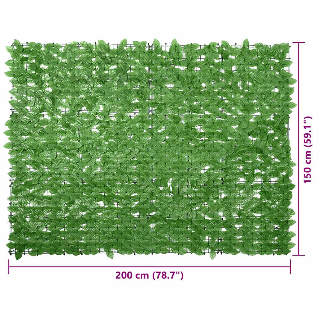 Balcony Screen with Green Leaves 200x150 cm