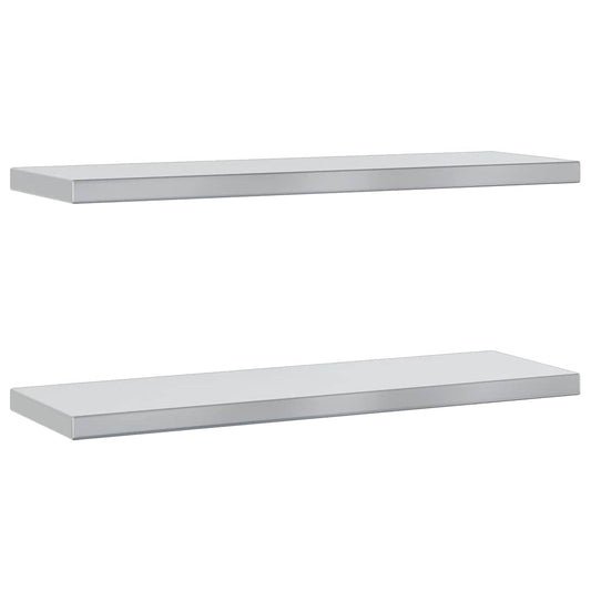 Wall Shelves 2 pcs 75x23.5 cm Silver Stainless Steel Wall Shelves 2 pcs 75x23.5 cm Silver Stainless Steel