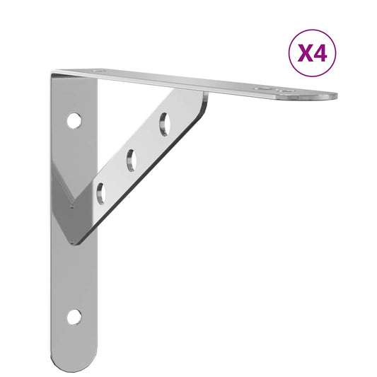 Shelf Brackets 4 pcs 23.5x2.5x15.5 cm Silver Stainless Steel Shelf Brackets 4 pcs 23.5x2.5x15.5 cm Silver Stainless Steel