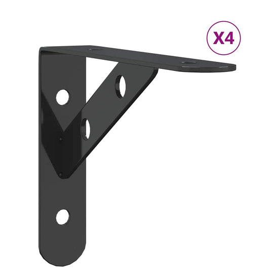 Shelf Brackets 4 pcs 15x2.5x11.5 cm Black Stainless Steel Shelf Brackets 4 pcs 15x2.5x11.5 cm Black Stainless Steel