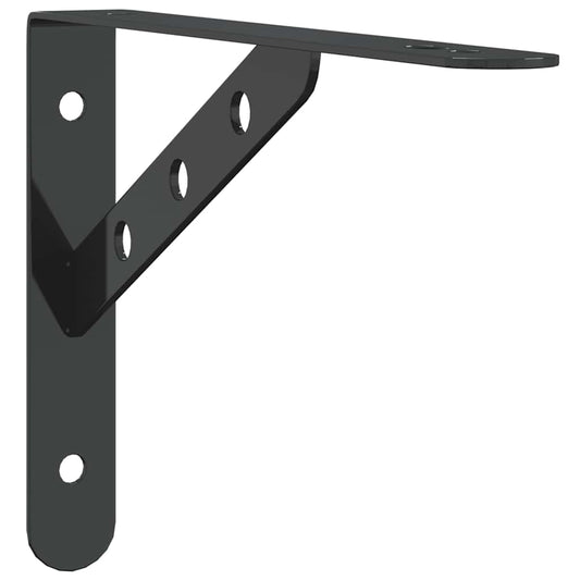 Shelf Brackets 4 pcs 23.5x2.5x15.5 cm Black Stainless Steel Shelf Brackets 4 pcs 23.5x2.5x15.5 cm Black Stainless Steel