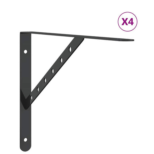 Shelf Brackets 4 pcs 40x2.5x25 cm Black Stainless Steel Shelf Brackets 4 pcs 40x2.5x25 cm Black Stainless Steel