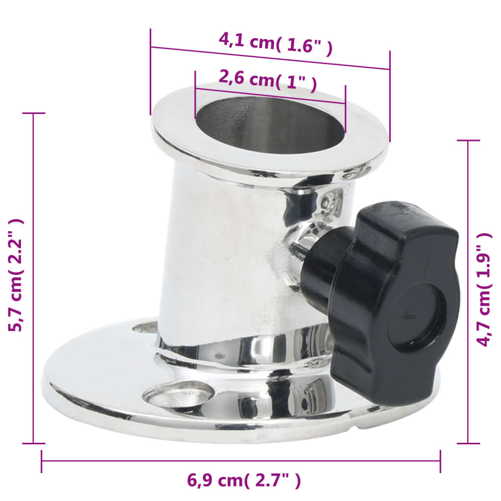 Bimini Round Base for 26 mm Tube 2 pcs Stainless Steel