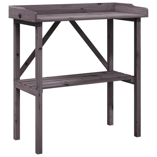 Plant Table with Shelf Grey 78x38x82.5 cm Solid Wood Fir Plant Table with Shelf Grey 78x38x82.5 cm Solid Wood Fir