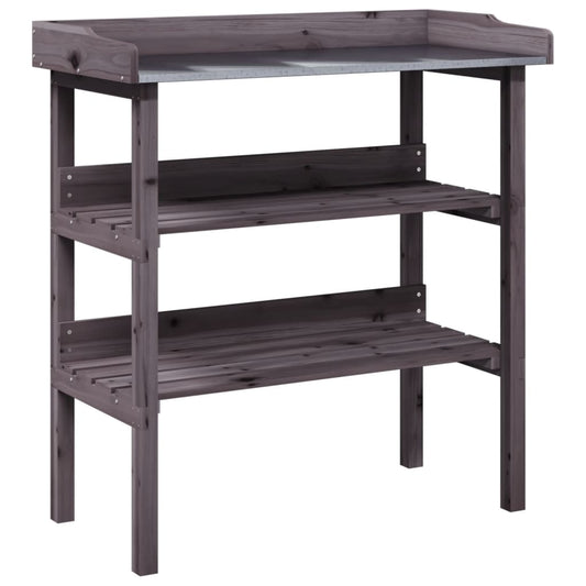 Plant Table with Shelves Grey 78x38x82.5 cm Solid Wood Fir Plant Table with Shelves Grey 78x38x82.5 cm Solid Wood Fir