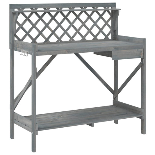 Potting Bench with Trellis Grey Solid Wood Fir Potting Bench with Trellis Grey Solid Wood Fir