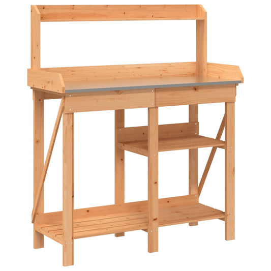 Potting Bench with Shelves Brown Solid Wood Fir Potting Bench with Shelves Brown Solid Wood Fir
